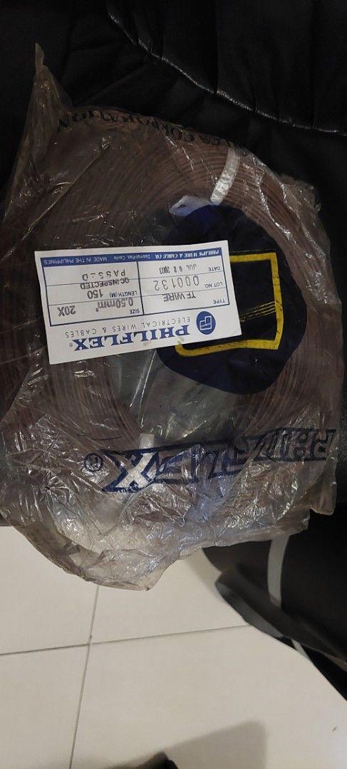 Philflex TE Wire Electrical Wire & Cables 50mm² (Category: Electrical, Adaptors & Sockets) located in Quezon City. Submitted by tinadu1 (Listing ID 1459730836, Image 1). Description: - Brand: Philflex - Type: TE Wire (Electrical Cable) - Size: 50mm² - Length: 150 meters - Color: Brown - Origin: Made in the Philippines - Lot Number: 000132 - Manufactured: June 01, 2017 - QC Inspected: D.