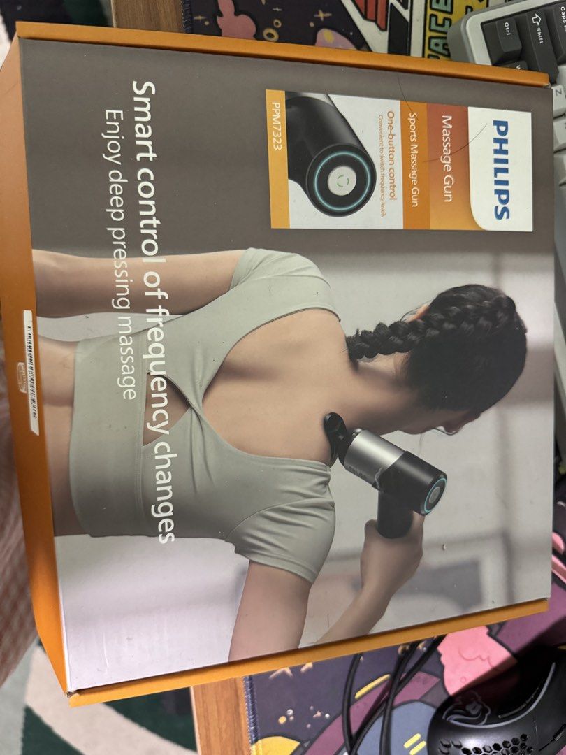Philips Smart Control Massage Gun (Category: Massage Devices) located in Pasig City. Submitted by denisse014 (Listing ID 1459751308, Image 1). Description: - Philips massage gun for deep tissue relief - Smart control for adjustable frequency - Includes multiple attachments for various muscle groups - USB charging cable included - Ideal for post-workout recovery.