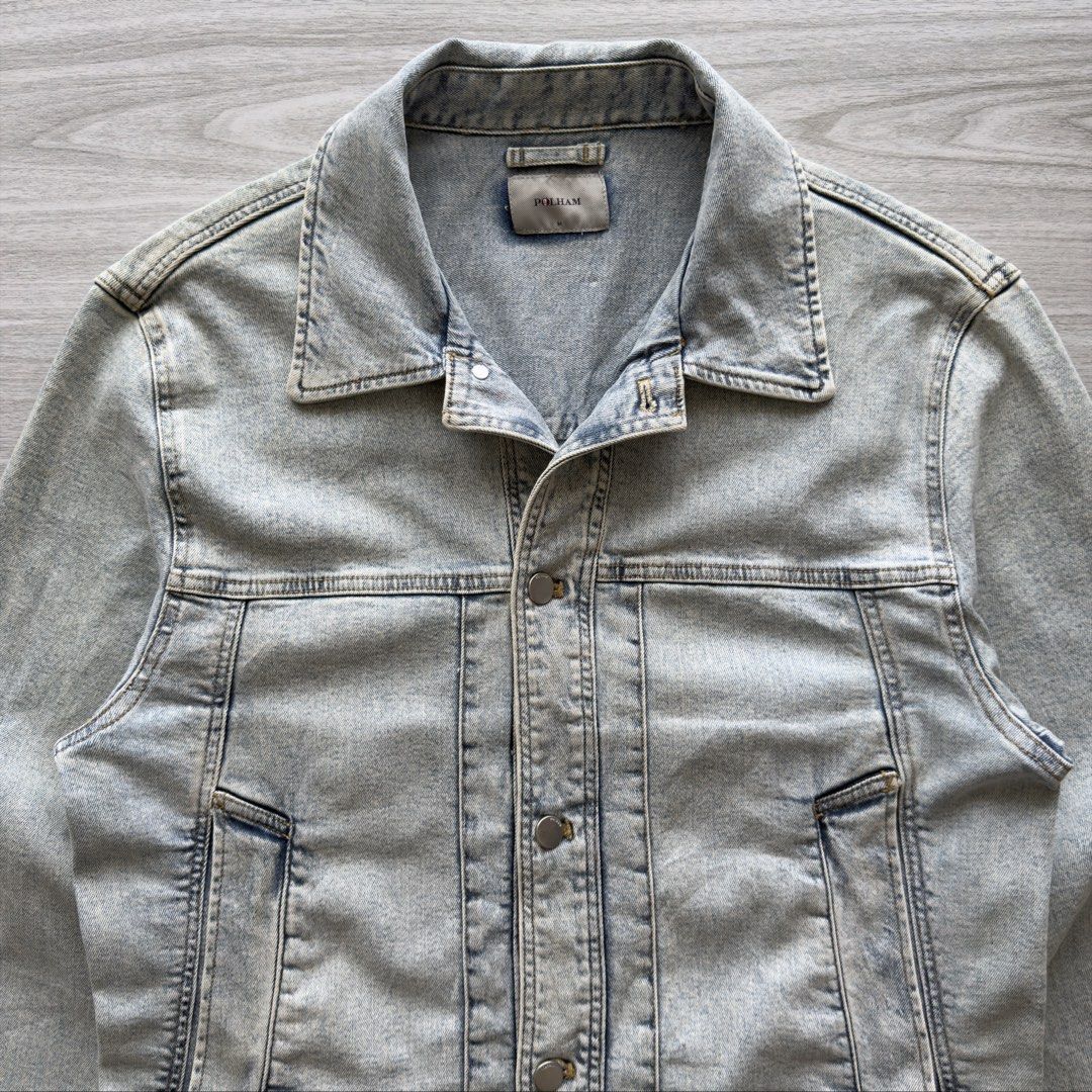 Polham Acid Wash Trucker Jacket (Category: Coats, Jackets and Outerwear) located in Zamboanga. Submitted by timelytreasuresthrift (Listing ID 1459758895, Image 3). Description: Polham Acid Wash Trucker Jacket Very Good Condition Actual measurements (Inches): 26 Length 22 Armpit to armpit 17 Shoulder 23 Sleeve Php 1,000 + sf.