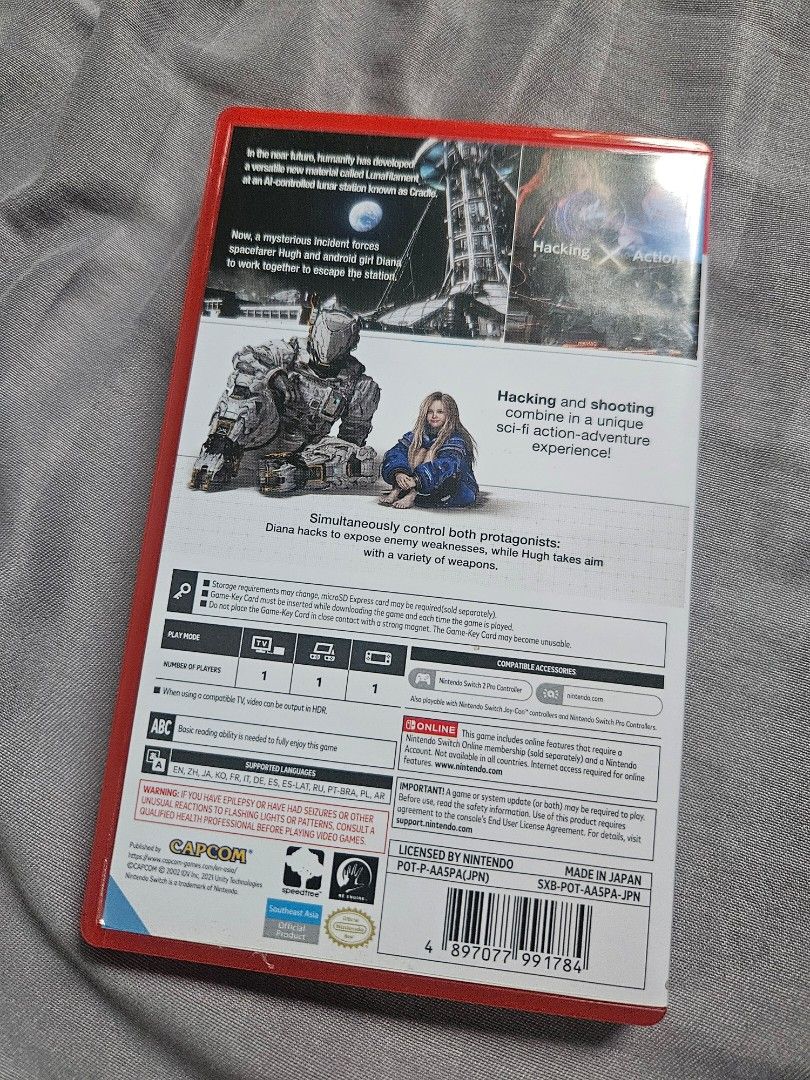 PRAGMATA Nintendo Switch Game - Capcom (Category: Nintendo) located in Lingayen. Submitted by vargasjer57073 (Listing ID 1459736291, Image 2). Description: - PRAGMATA for Nintendo Switch - Developed by Capcom - Sci-fi action-adventure genre - Features two protagonists: Diana and an ancient hero - Combines hacking and shooting gameplay - Game key card included - Region: Japan.