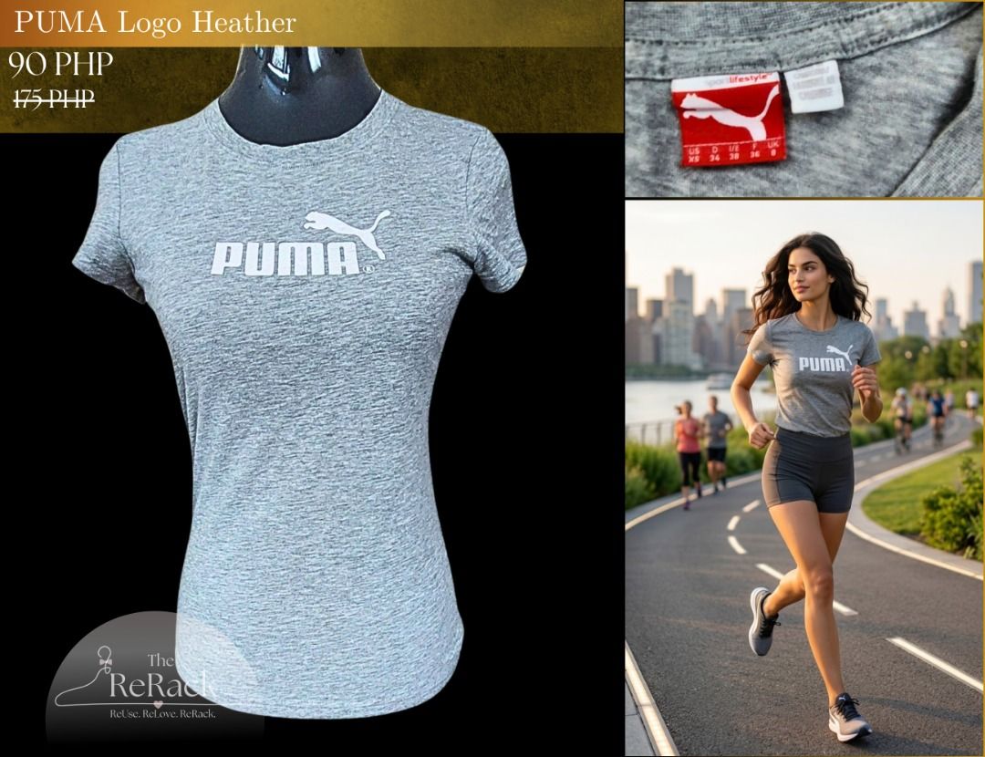 Puma Logo Heather T-shirt (Category: Shirts) located in Calamba. Submitted by rackme (Listing ID 1459741025, Image 1). Description: - Grey heather t-shirt - White Puma logo on front - Ideal for workouts or casual wear - Comfortable and stylish.