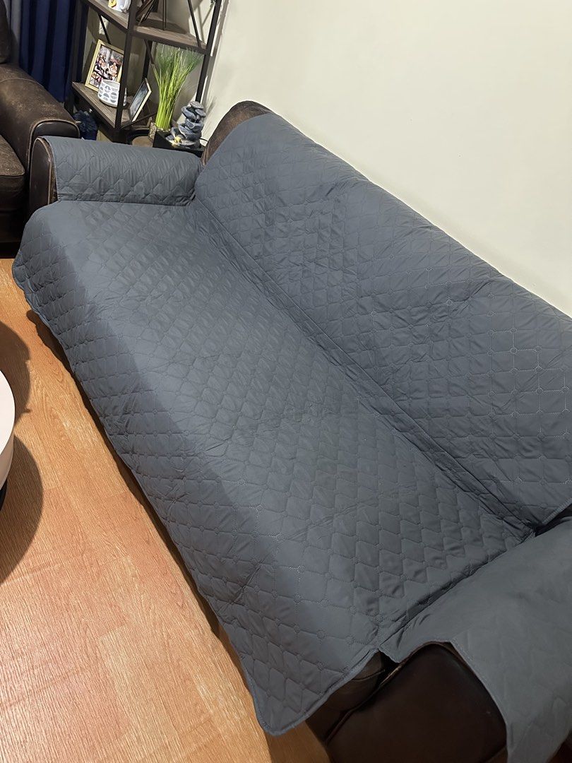 Quilted Sofa Cover - Grey from Mandaue Foam (Category: Sofas) located in Manila. Submitted by mcvillocil80649 (Listing ID 1459769965, Image 2). Description: - Protect your sofa with this stylish dark grey quilted cover. - Covers the seat, back, and arms for complete protection. - Features a white underside. - Easy to put on and take off. - Helps keep your furniture looking new and well-maintained. 3 seaters 2 seaters available both for 1200 rfs: 