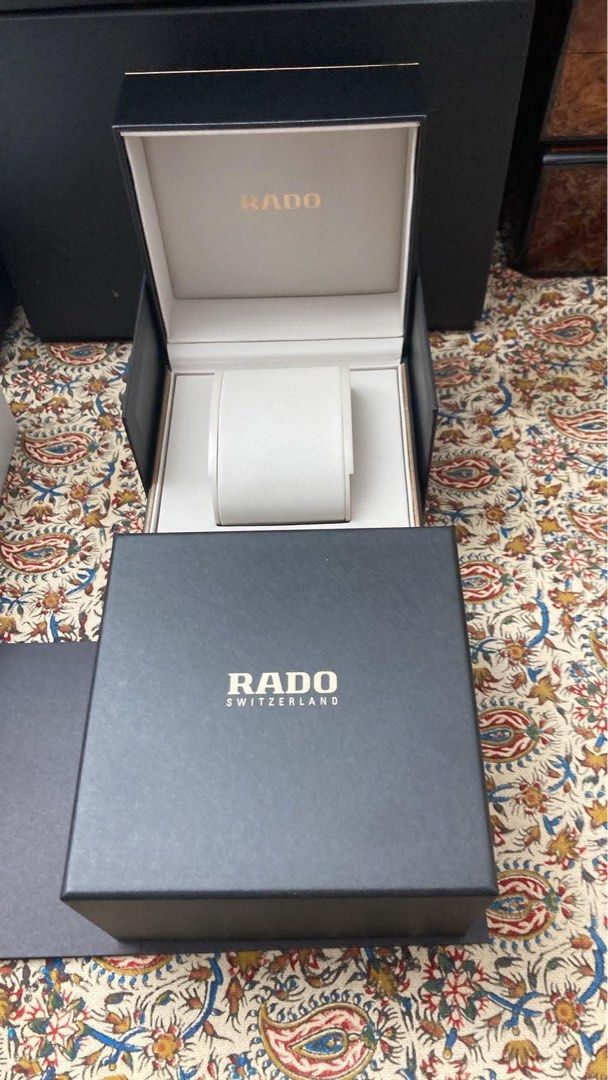 Rado watch box (Category: Luxury Watches) located in Manila. Submitted by noah.kock1914 (Listing ID 1459852998, Image 2). Description: Brand new, unused genuine Rado box. Price is for 1 piece. Wholesale available. Shipping fee not included..