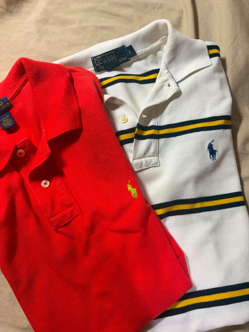 RALPH LAUREN POLO SHIRT (Category: Formal Shirts) located in Caloocan City. Submitted by yvanrms (Listing ID 1459877307, Image 1). Description: RALPH LAUREN POLO WHITE AND ORANGE SIZE WHITE- S ORANGE- L(14-16 KIDS), XS-S.