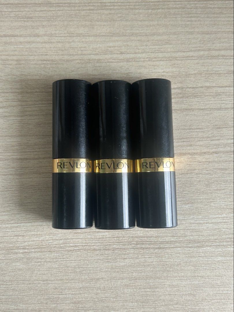 Revlon Super Lustrous Lipstick (Bundle) (Category: Makeup) located in Quezon City. Submitted by lynloved (Listing ID 1444193943, Image 1). Description: ☆ Bought for ₱1,425 (3 lipsticks) ⟡ Shade: Daylight Delight, Whiskey Business, & Raisin Rage ⟡ Only swatched ☆ Payment: Any E-wallet (through my QR) - Payment first.