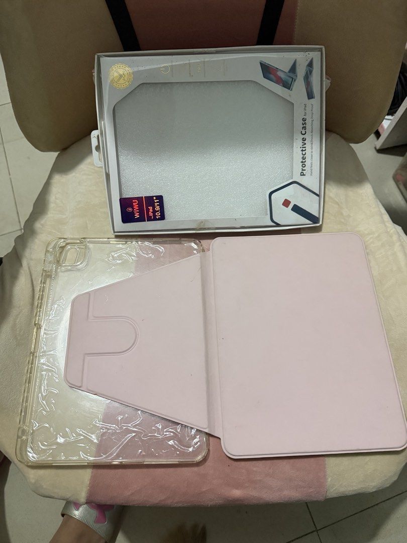 RUSH IPAD CASE SUITABLE FOR IPAD AIR 4 (Category: Cases & Sleeves) located in Pasay City. Submitted by a.m.8 (Listing ID 1459745368, Image 1). Description: CAN DO LAST PRICE FOR SURE BUYER - Protective case designed for iPad Air 4 (10.9-inch) - Features a clear back panel to showcase your iPad - Includes a stylish pink folio cover for added protection - Built in shock proof case as ipad cover and for stylus pencil .