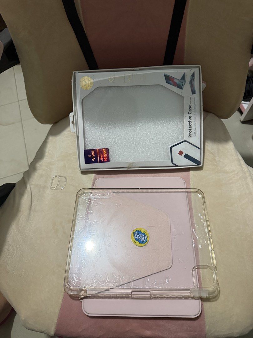 RUSH IPAD CASE SUITABLE FOR IPAD AIR 4 (Category: Cases & Sleeves) located in Pasay City. Submitted by a.m.8 (Listing ID 1459745368, Image 2). Description: CAN DO LAST PRICE FOR SURE BUYER - Protective case designed for iPad Air 4 (10.9-inch) - Features a clear back panel to showcase your iPad - Includes a stylish pink folio cover for added protection - Built in shock proof case as ipad cover and for stylus pencil .