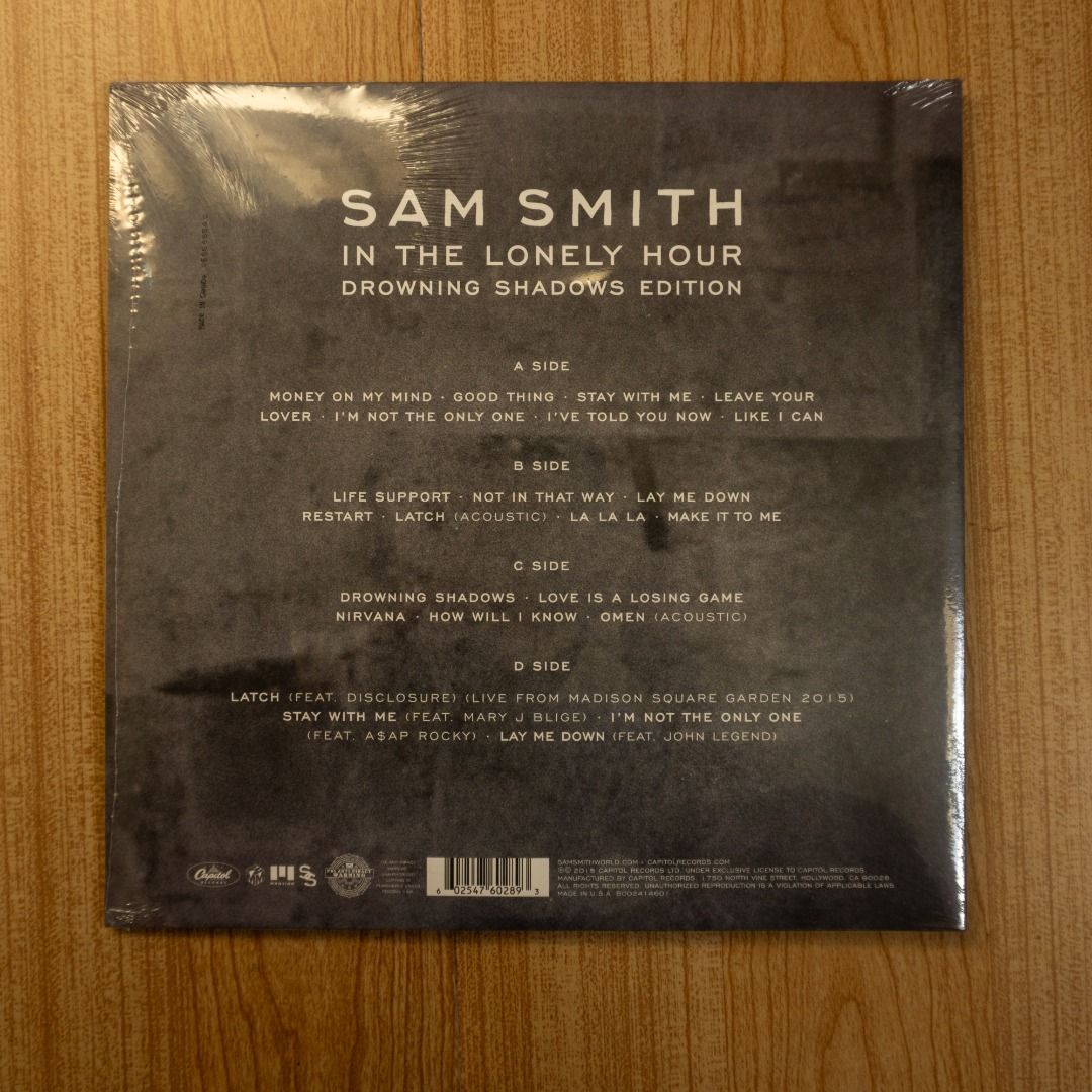Sam Smith - In the Lonely Hour (Drowning Shadows Edition) LP (Category: Vinyls) located in Manila. Submitted by miguelllllll (Listing ID 1459817938, Image 2). Description: New/sealed 2LP, 33RPM, Black vinyl Tracks: 1 Money On My Mind 2 Good Thing 3 Stay With Me 4 Leave Your Lover 5 I'm Not The Only One 6 I've Told You Now 7 Like I Can 8 Life Support 9 Not In That Way 10 Lay Me Down 11 Restart 12 Latch (Acoustic) 13 La La La 14 Make It To Me 15 Dr