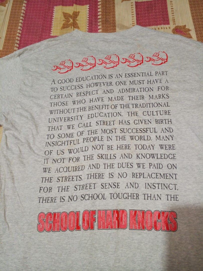 SCHOOL OF HARD KNOCKS (Category: Tshirts & Polo Shirts ) located in Alabel. Submitted by welben1991 (Listing ID 1459843459, Image 3). Description: SCH**L OF HARD KN*CKS 22*31.5 EXCELLENT CONDITION ISSUE NONE NEEDS WASH.