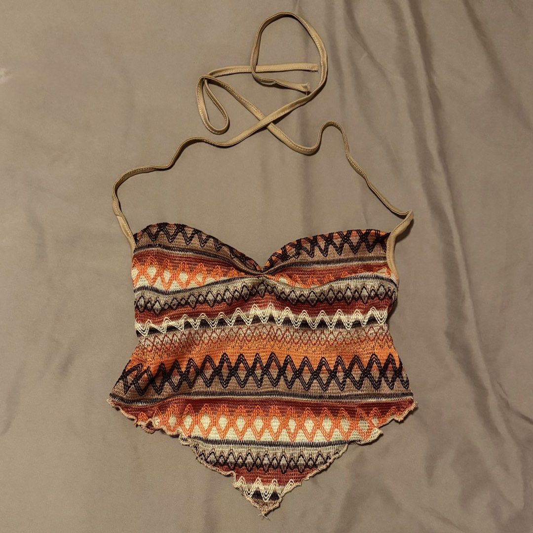 SHEIN Crochet Halter Crop Top (Category: Others Tops) located in Manila. Submitted by gabskkasells (Listing ID 1459850599, Image 1). Description: Only used once, such a cute top especially for festivals! Swipe for when-worn pics. RFS: Decluttering.