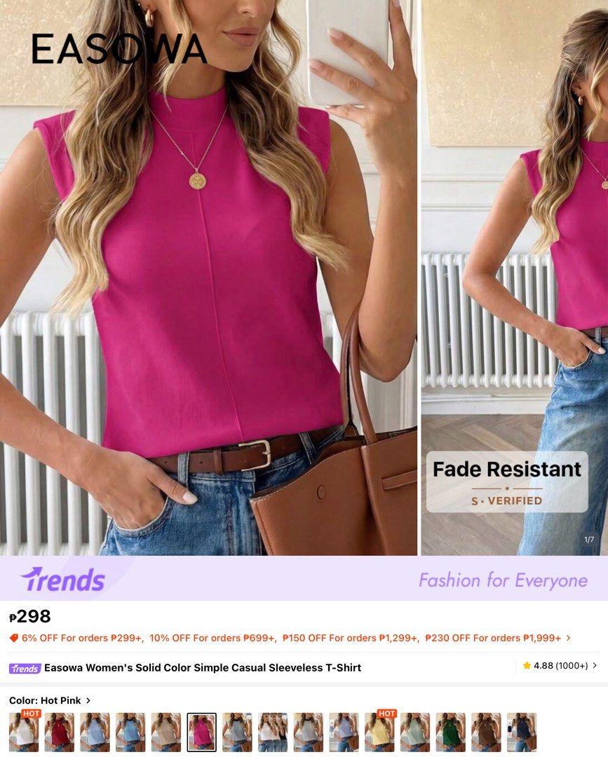 SHEIN Pink Sleeveless Shirt (Category: Blouses) located in Manila. Submitted by ilovecheesyramen (Listing ID 1459830171, Image 3). Description: 🪩 never been used! qualitt is good as neww 🪩 rfs: decluttering 🪩 originally bought for 298 pesos 🪩 size S.