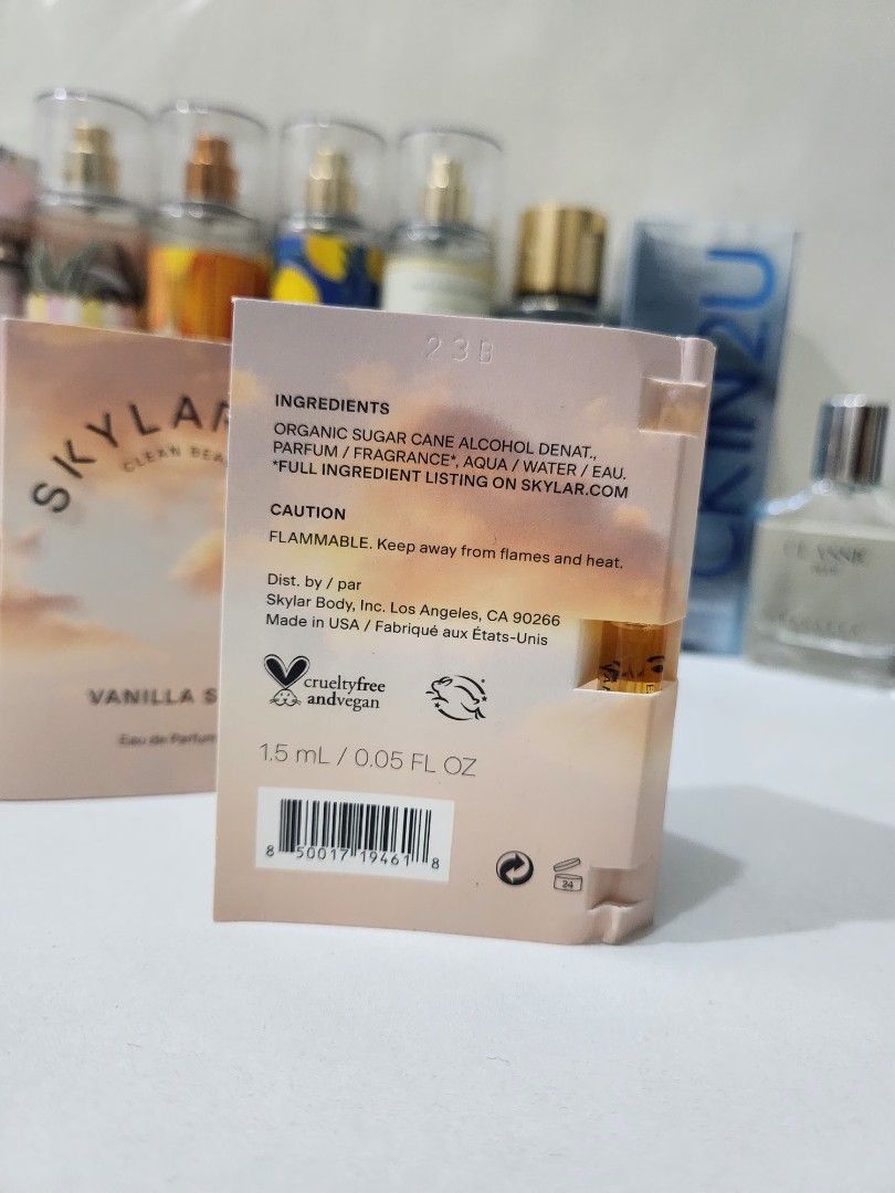 SKYLAR VANILLA SKY (Category: Fragrance & Deodorants) located in Bulacan. Submitted by unnies (Listing ID 1459753028, Image 2). Description: Vanilla Sky 1.5 ml Rich • Creamy • Warm Fragrance Notes: Cappuccino Pure Vanilla Caramelized Cedar ✓ Hypoallergenic ✓ Safe for Sensitive Skin ✓ Eco-Friendly Perfect for coffee lovers ☕.