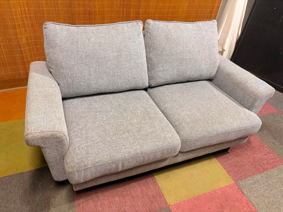 Sofa (Category: Sofas) located in Meycauayan. Submitted by marygracecasimiro (Listing ID 1459762102, Image 3). Description: Modern Gray 2-Seater Sofa Washable & Removable Fabric SUPER SOFT AND COMFY!!! Price : 10,500 ✅ Now:9,000 60L x 32W x 15H seat height inches Sandalan height 31 inches In VERY good condition💚.