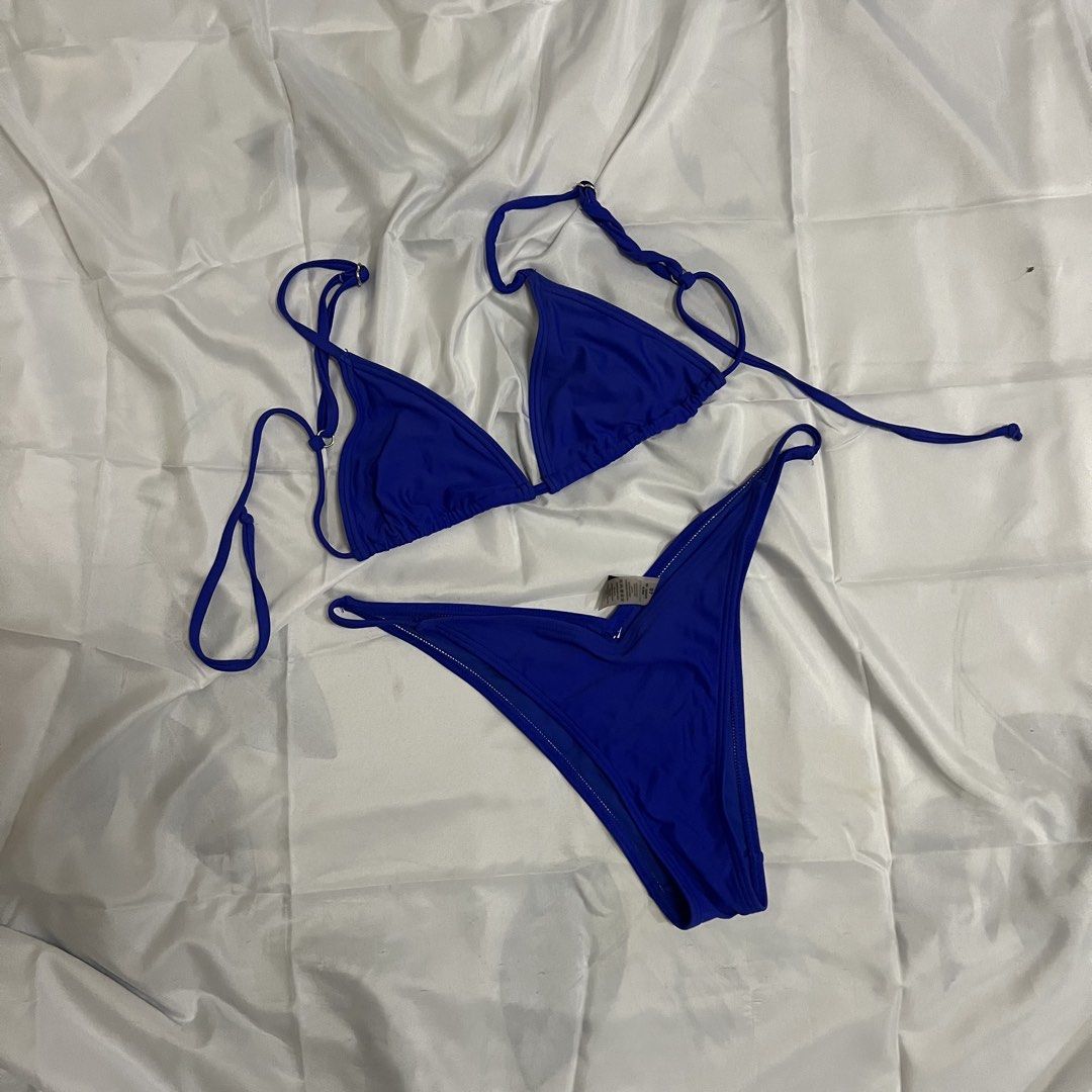 South Beach Royal Blue Triangle Bikini (Category: Bikinis & Swimsuits) located in Imus. Submitted by niftees.eco (Listing ID 1459749861, Image 2). Description: South Beach Royal Blue Triangle Bikini. Size M (UK 10/US 6). Triangle top, adjustable straps. High-cut bottoms. Perfect for beach/pool. Made in China..