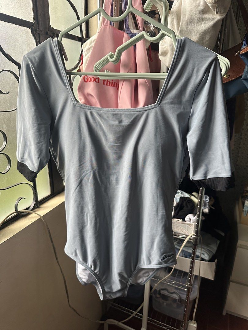 Speedo One Piece Swimsuit (Category: Bikinis & Swimsuits) located in Baliuag. Submitted by ritzkisses (Listing ID 1459739104, Image 1). Description: size medium to large grayish blue padded with ribbon at the back short sleeve authentic.