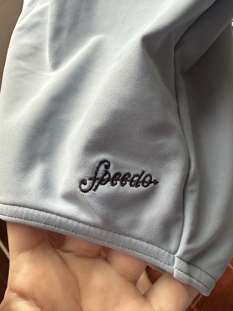 Speedo One Piece Swimsuit (Category: Bikinis & Swimsuits) located in Baliuag. Submitted by ritzkisses (Listing ID 1459739104, Image 3). Description: size medium to large grayish blue padded with ribbon at the back short sleeve authentic.