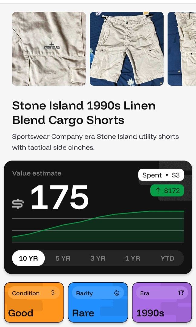 Stone Island 1990s Linen Blend Cargo Shorts (Category: Shorts) located in Sindangan. Submitted by waterbop (Listing ID 1458867827, Image 2). Description: Stone Island 1990s Linen Blend Cargo Shorts EXCELLENT CONDITION ISSUE ( PIN STAIN 📩 ) COLOR RATE 10/10 W 34" L 23.5" LEG WIDE 12" 3,499 + SF LOC MINDANAO.