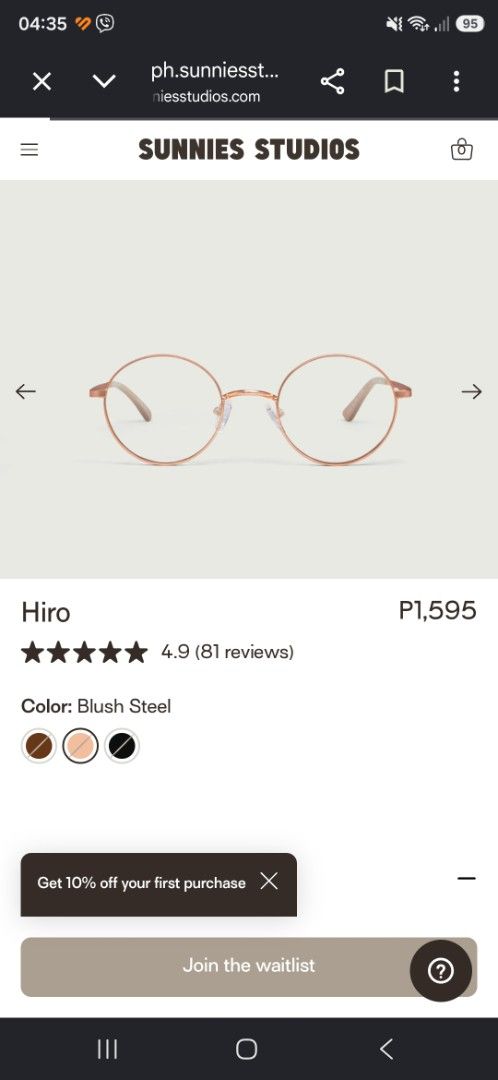Sunnies Studios Hiro Eyeglasses - Blush Steel (Category: Sunglasses & Eyewear) located in Makati City. Submitted by l.declutter (Listing ID 1459892308, Image 1). Description: - Brand: Sunnies Studios - Model: Hiro - Color: Blush Steel - A few scratches but unnoticeable - With blue-light filtering and photochromic lenses - With case and microfiber cloth - Shipping c/o buyer.