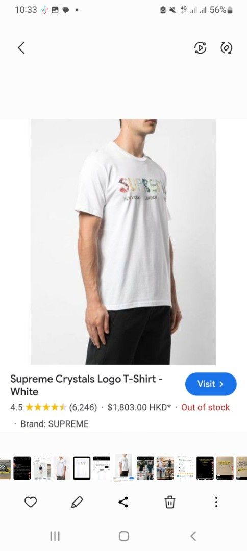 Supreme Crystals Logo T-Shirt White (Category: Tshirts & Polo Shirts ) located in Manila. Submitted by PrinceDani.Clothing (Listing ID 1459730384, Image 2). Description: supreme crystals logo shirt Medium on tag small fit 19.5in width 27in length excellent condition .