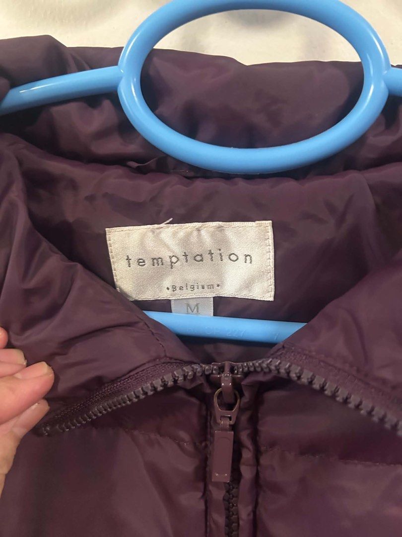 Temptation Belgium Purple Puffer Jacket Size M (Category: Coats, Jackets and Outerwear) located in Makati City. Submitted by kriscelity (Listing ID 1459803613, Image 3). Description: Temptation Belgium Puffer Jacket – Size M 💜 ✨ Original Temptation Belgium ✨ Size M ✨ Beautiful plum/purple color ✨ Quilted/padded design ✨ Full zip closure ✨ High collar ✨ Lightweight & warm ✨ Perfect for travel, cold weather, and everyday wear 📌 Condition: Very go