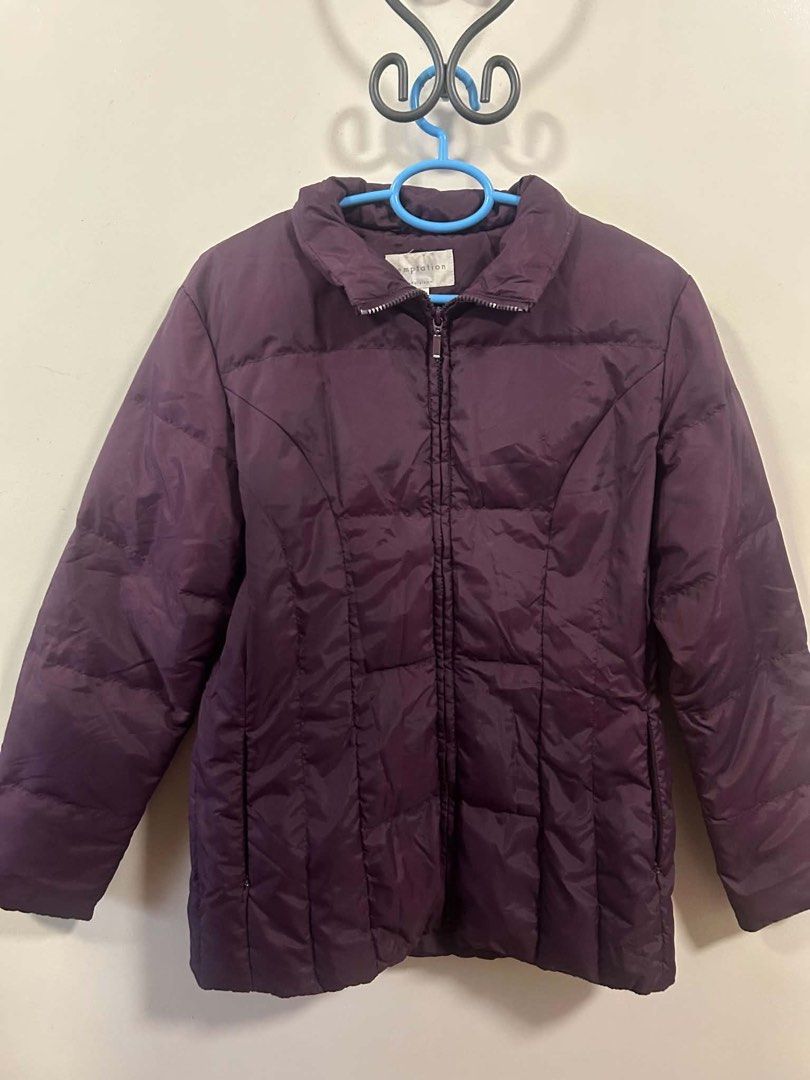 Temptation Belgium Purple Puffer Jacket Size M (Category: Coats, Jackets and Outerwear) located in Makati City. Submitted by kriscelity (Listing ID 1459803613, Image 2). Description: Temptation Belgium Puffer Jacket – Size M 💜 ✨ Original Temptation Belgium ✨ Size M ✨ Beautiful plum/purple color ✨ Quilted/padded design ✨ Full zip closure ✨ High collar ✨ Lightweight & warm ✨ Perfect for travel, cold weather, and everyday wear 📌 Condition: Very go