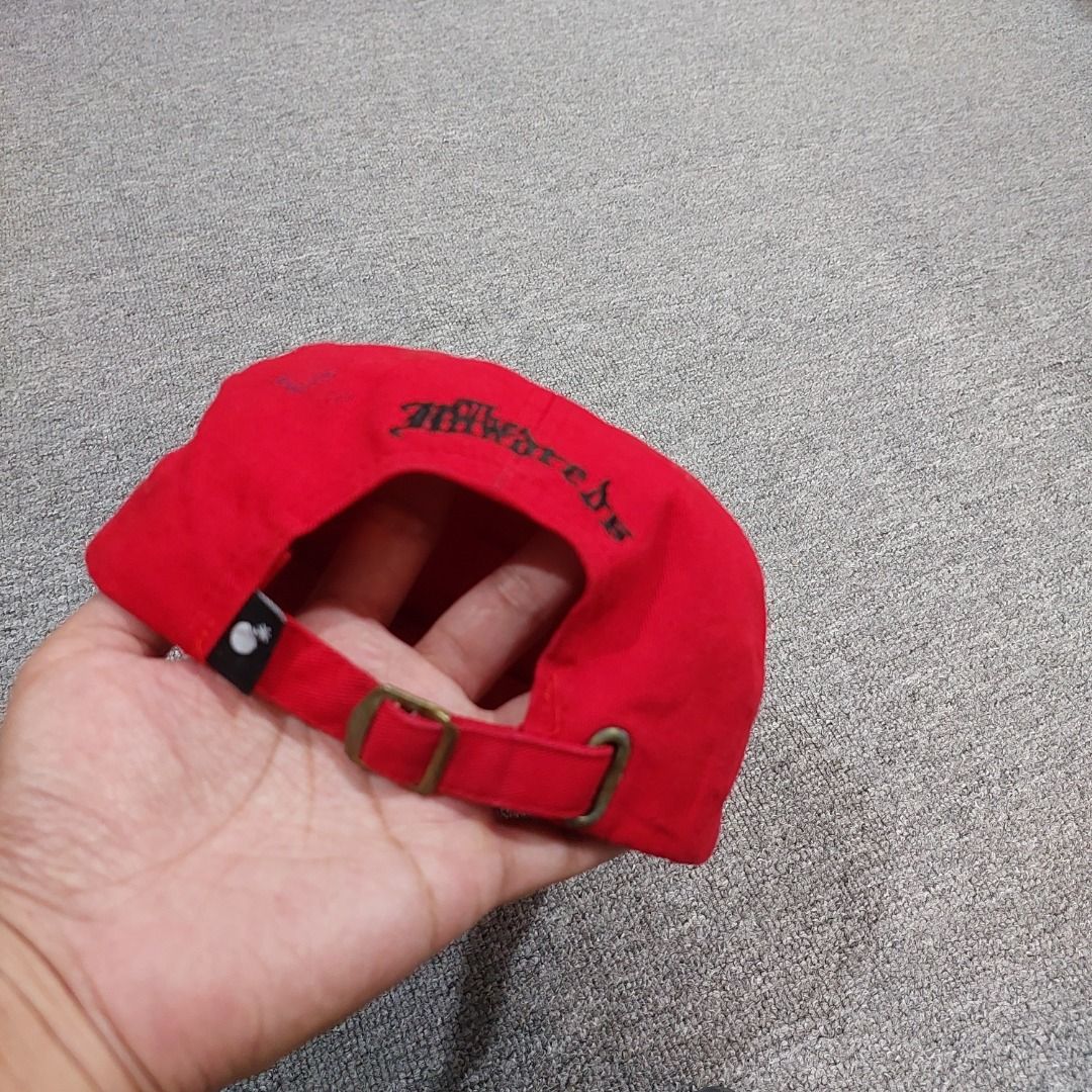 The Hundreds Red Rose Embroidered Baseball Cap (Category: Caps & Hats) located in Cebu City. Submitted by thrift.thriftly (Listing ID 1459838006, Image 3). Description: condition: excellent issues: brim need further reshape/steam, ink stain type: buckle slider.