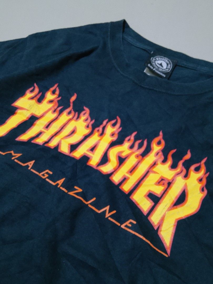 Thrasher flame logo tee (Category: Tshirts & Polo Shirts ) located in Cagayan de Oro. Submitted by cjsthrifts (Listing ID 1459821658, Image 3). Description: Condition: Very good Size: Small Dimes: 17.5 × 25 Issue: minimal hairlines (still intact) few wrinkles Color rating: 9.5/10 Overall rating: 9.3/10 200 shipped.