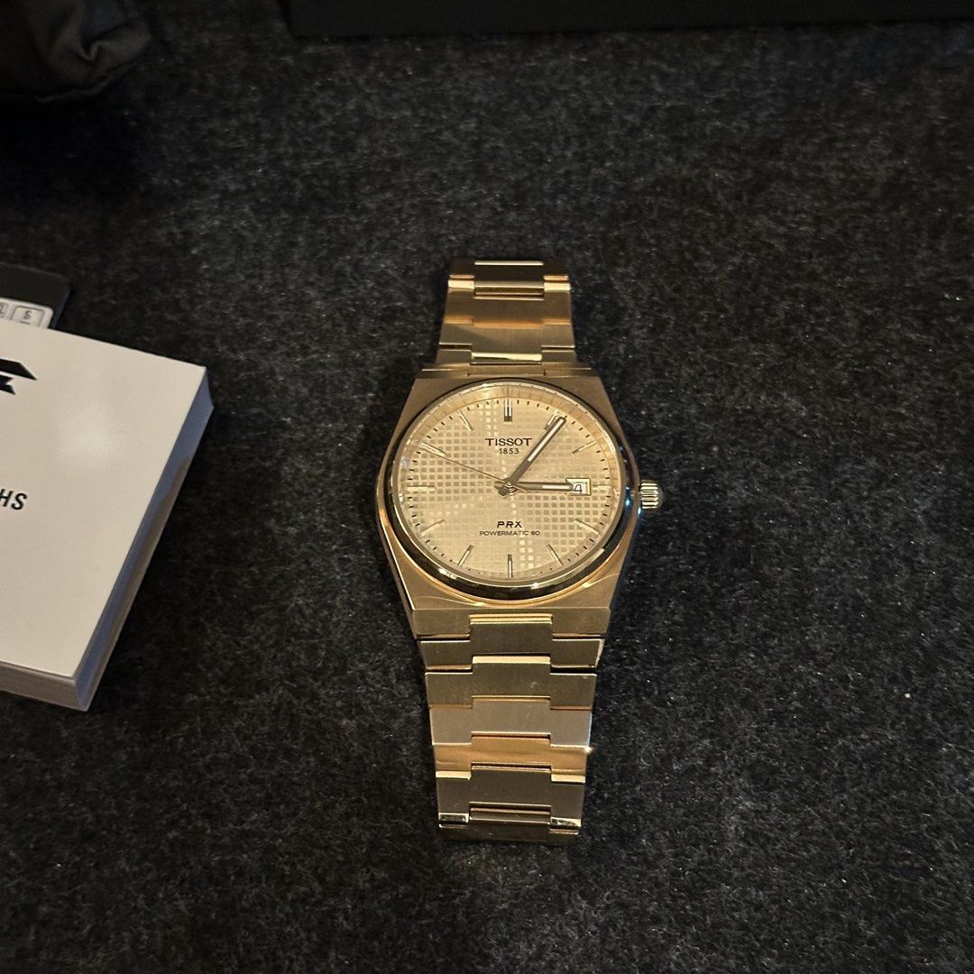 Tissot PRX Powermatic Gold (Category: Men's Watches) located in Imus. Submitted by jhsbdo (Listing ID 1459767287, Image 2). Description: Tissot PRX Powermatic Gold Complete with Box, Warranty and Receipt Like Brand New Price is still negotiable.