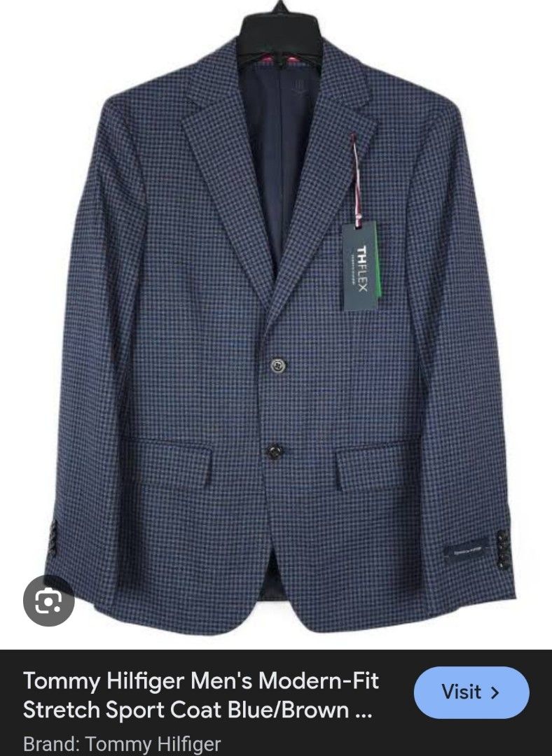 Tommy hilfiger blue gray checkerd blazer (Category: Coats, Jackets and Outerwear) located in Manila. Submitted by PrinceDani.Clothing (Listing ID 1459749136, Image 1). Description: Tommy hilfiger blue gray blazer Size 38r on tag medium fit 21in width 30in length 18in shoulder 24in sleeves brand new with tag .