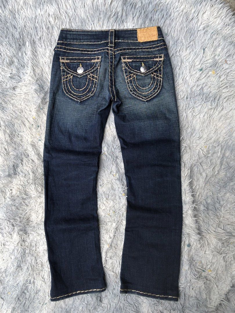 True Religion Brown Stich (Category: Jeans) located in Bato. Submitted by f1ysthrift (Listing ID 1459761525, Image 1). Description: 35 Length 29 waistline 7 leg opening.