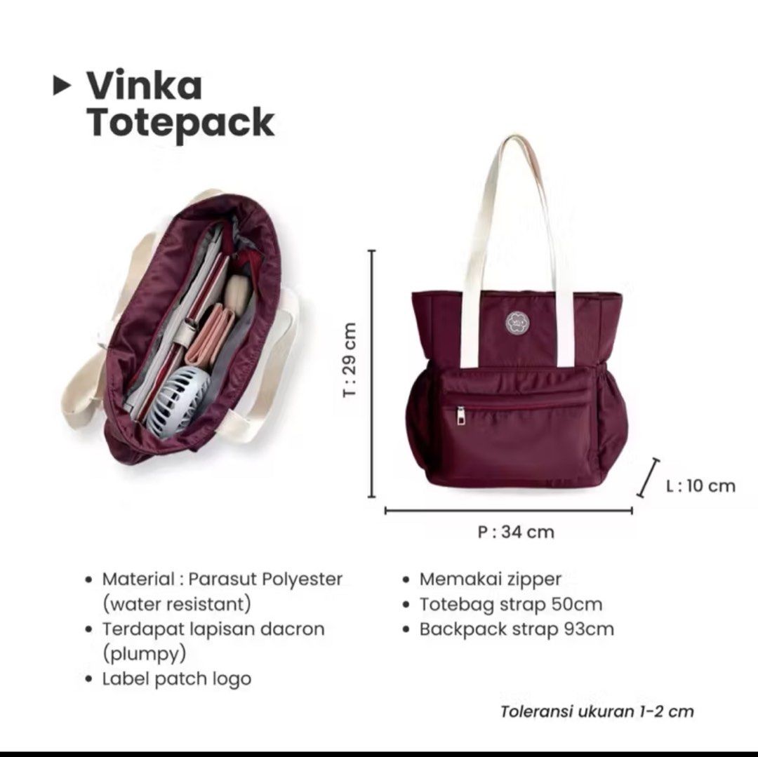 Tweely Water Resistant Polyester Totepack in Smoke (Category: Tote Bags) located in Tacloban City. Submitted by jojosfrills (Listing ID 1459740915, Image 3). Description: Tweely Water Resistant Polyester Totepack in Smoke - Water-resistant polyester with puffy dacron lining - Zippered front pocket and side pockets - Tote strap: 50cm - Backpack strap: 93cm - Dimensions: 34cm (W) x 29cm (H) x 10cm (D) - Features a label patch logo RFS: Too small fo