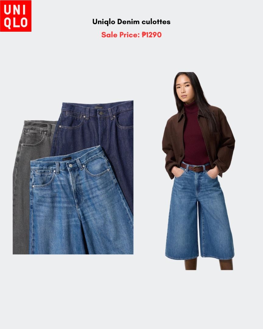 Uniqlo Denim Culottes (Category: Shorts) located in Quezon City. Submitted by jiya.tokio (Listing ID 1459851973, Image 1). Description: Pre-order from Uniqlo Japan 🇯🇵 Uniqlo Denim Culottes ₱ 1290 ‼️ Reminders: ✈️ETA: Oct ❣️50% DP is required to secure your item. (Non-refundable if the item has been purchased already.) 🚫No size exchanges after purchase 📍Tandang Sora, Quezon City 💰MOP: BPI / GCash / Unionbank 🚚: Lalamove/GrabX/J&T/LBC .