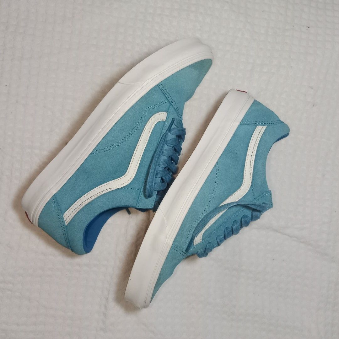 Vans Old Skool Suede Teal White Sneakers (Category: Sneakers) located in Mabitac. Submitted by kitothrifty (Listing ID 1459838547, Image 2). Description: - Teal Vans Old Skool sneakers - Size10.5 - Classic suede material - Iconic white side stripe - Durable waffle sole - Ideal for everyday style and comfort.