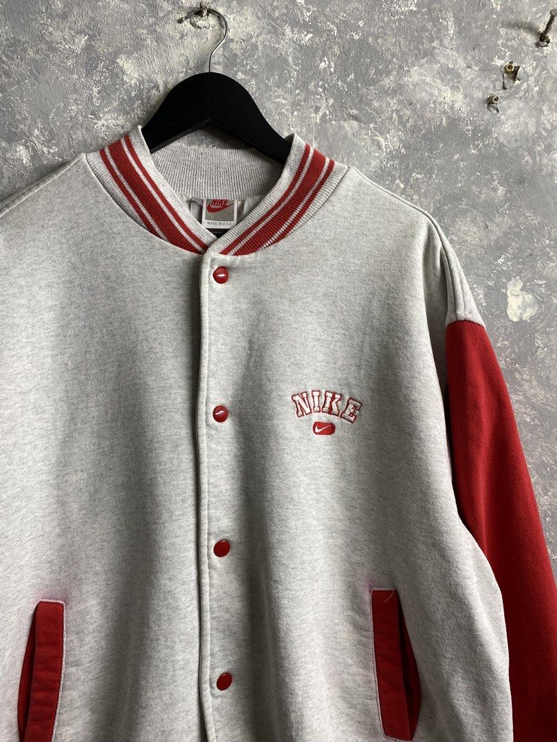 Vintage 90s Nike Varsity Jacket (Category: Coats, Jackets and Outerwear) located in Pasig City. Submitted by lumangkamisa (Listing ID 1459848055, Image 2). Description: XL made in USA minor color bleed.