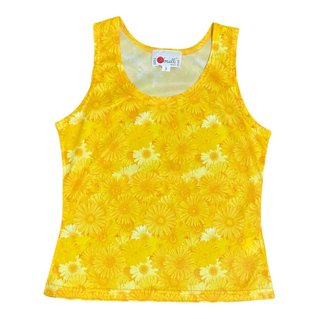 Vintage yellow floral top (Category: Looking For) located in Davao. Submitted by mj_designervintagecurator (Listing ID 1459838759, Image 1). Description: 📌in good condition 📌best fit small to med 📌bust 34- armhole 16- length 21 inches.