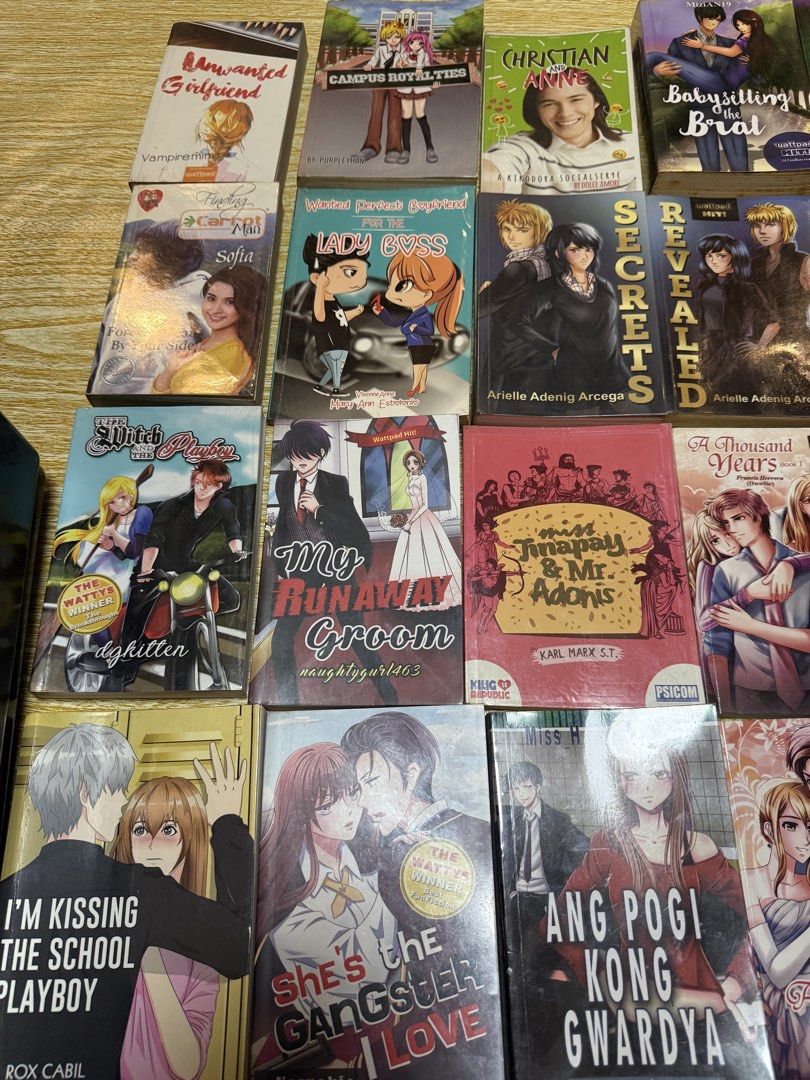 WATTPAD BOOKS DECLUTTERING (Category: Storybooks) located in Manila. Submitted by mikaaaa03 (Listing ID 1459697911, Image 1). Description: DECLUTTERING ₱80-120, PM FOR MORE DETAILS - COVERED W/PLASTIC COVER - FOXING - w/ NAME STAMP and date MOD: JNT DIRECT, LALAMOVE, OR YOU CAN BOOK YOUR OWN COURIER MOP: GCASH/MAYA.
