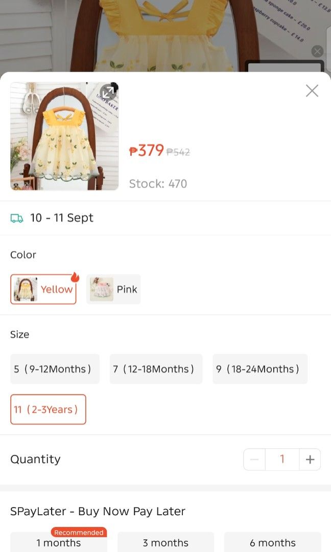 Yellow dress (Category: Babies & Kids Fashion) located in Manila. Submitted by carolgaza14 (Listing ID 1459811343, Image 3). Description: Floral embroid dress 2-3y.