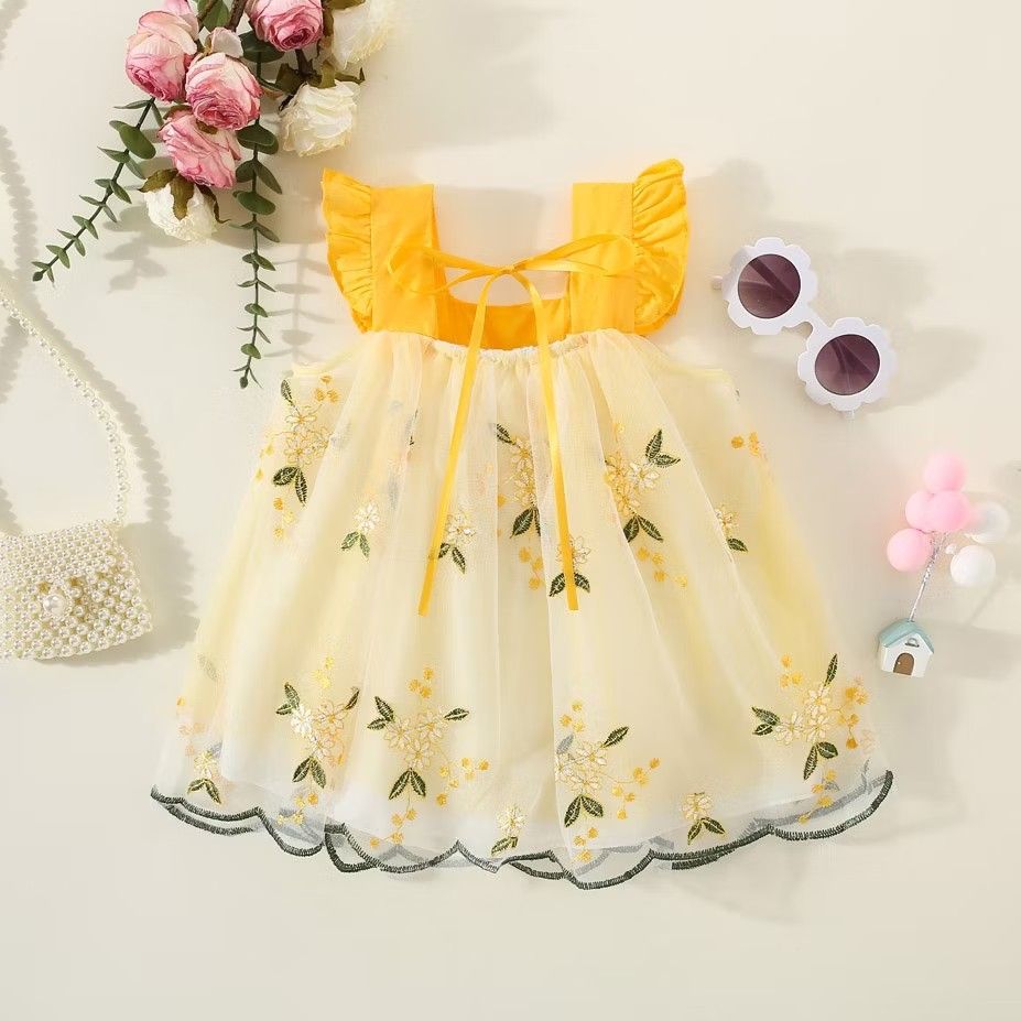 Yellow dress (Category: Babies & Kids Fashion) located in Manila. Submitted by carolgaza14 (Listing ID 1459811343, Image 1). Description: Floral embroid dress 2-3y.