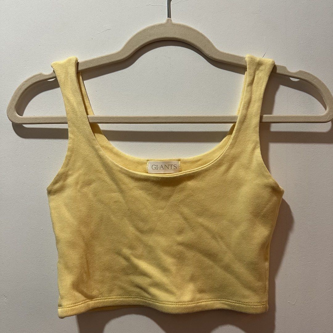 Yellow Ribbed Cropped Top (Category: Sleeveless) located in Manila. Submitted by wellprelovedthings (Listing ID 1459829105, Image 1). Description: Best fit XS-S.