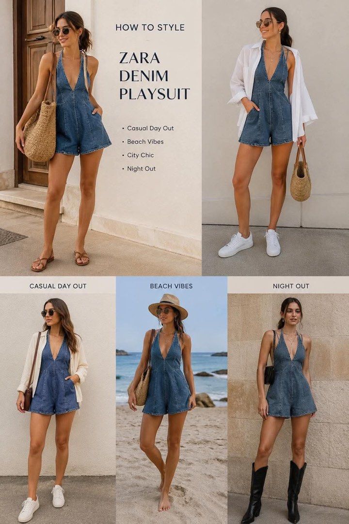 Zara denim playsuit (Category: Dresses) located in Manila. Submitted by happy.ashfinds (Listing ID 1459786220, Image 1). Description: Zara denim playsuit 750 Med Buting pasig.