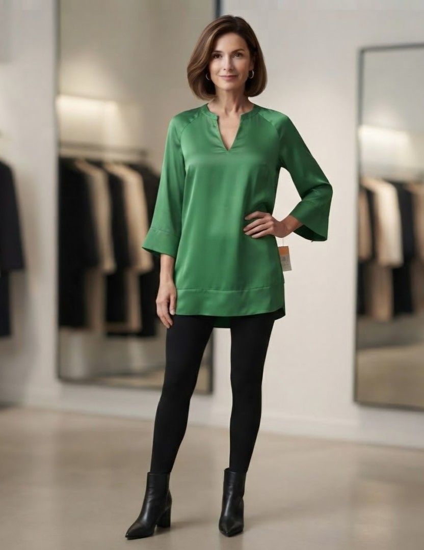 Zara Long Green Blouse (Category: Blouses) located in Santa Cruz. Submitted by deenem (Listing ID 1459708954, Image 1). Description: With Tag Bust:20(40) Lenght: 31.