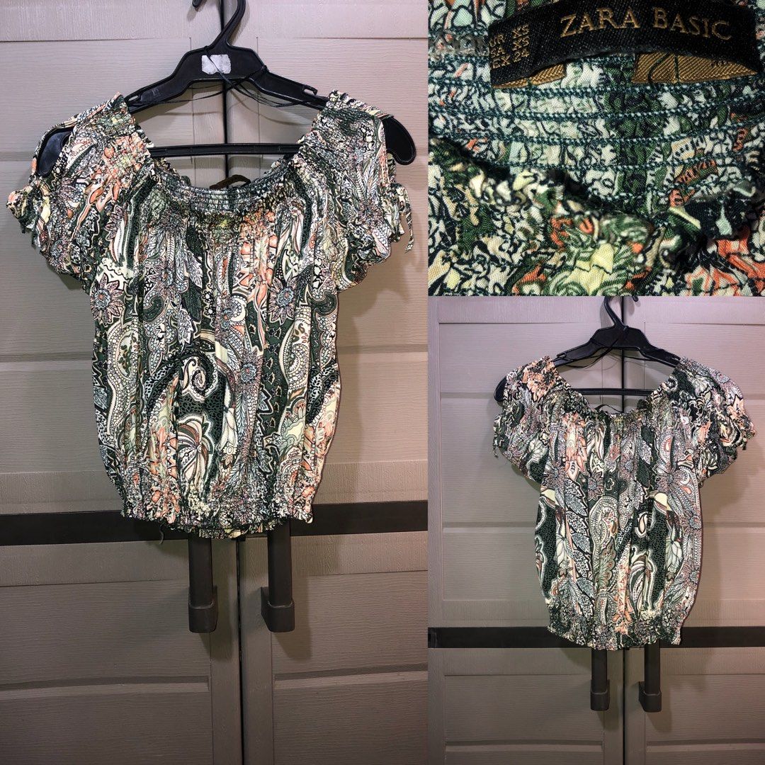 Zara Off the Shoulder Cropped Top (Category: Others Tops) located in Cebu City. Submitted by jiselle_fecollection (Listing ID 1459899407, Image 1). Description: -size: XS -can fit XS- M frame -100% viscose.