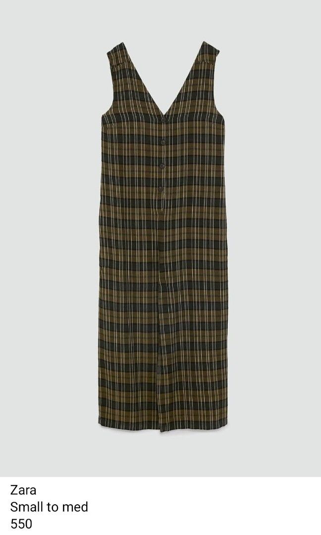 Zara Plaid Sleeveless Jumpsuit (Category: Jumpsuits) located in Davao. Submitted by parenasnic86577 (Listing ID 1459719707, Image 1). Description: - Zara plaid jumpsuit - Sleeveless with V-neck - Button front detail - Wide leg style - Estimated size: Small to Medium - Ideal for casual outings.