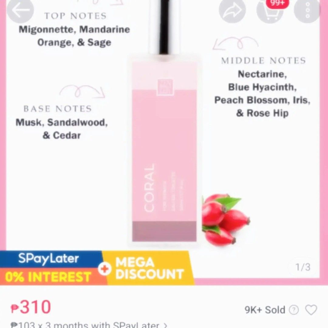 ZENZEST CORAL (Category: Fragrance & Deodorants) located in Pasig City. Submitted by santosraym55455 (Listing ID 1459807760, Image 3). Description: -Zenzest Coral original perfume -orig price 310 -rfs: gift, I have too many perfumes -Only used once for smell test -no issues 📍PASIG.