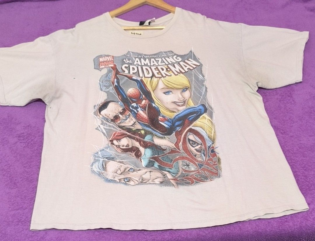 2012 THE AMAZING SPIDERMAN COMIC COVER 50TH ANNIVERSARY (Category: Tshirts & Polo Shirts ) located in Dumaguete. Submitted by nostaldripph (Listing ID 1459960183, Image 1). Description: MARVEL MAD ENGINE TAG 25*29 CRACKPRINTS, LIGHT DEO AND MINOR STAINS.