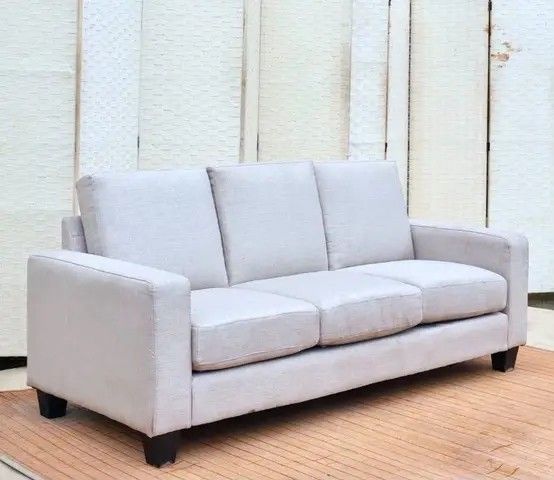 3-Seater Light Grey Fabric Sofa (Category: Sofas) located in Manila. Submitted by sarahjane_016 (Listing ID 1460032366, Image 3). Description: JAPAN SURPLUS FURNITURE 3 SEATERS SOFA IN FABRIC CUSHION WASHABLE COVER Size 72.5L x 30W x 16.5SH x 33H in inches (AS-IS ITEM) *Minimal Scratch Only IN GOOD CONDITION.