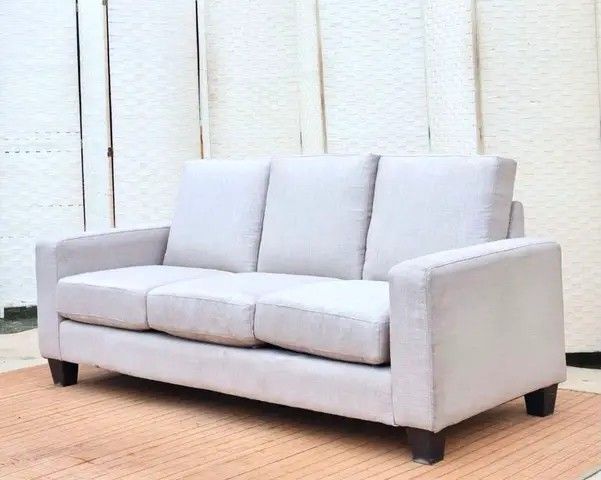 3-Seater Light Grey Fabric Sofa (Category: Sofas) located in Manila. Submitted by sarahjane_016 (Listing ID 1460032366, Image 2). Description: JAPAN SURPLUS FURNITURE 3 SEATERS SOFA IN FABRIC CUSHION WASHABLE COVER Size 72.5L x 30W x 16.5SH x 33H in inches (AS-IS ITEM) *Minimal Scratch Only IN GOOD CONDITION.