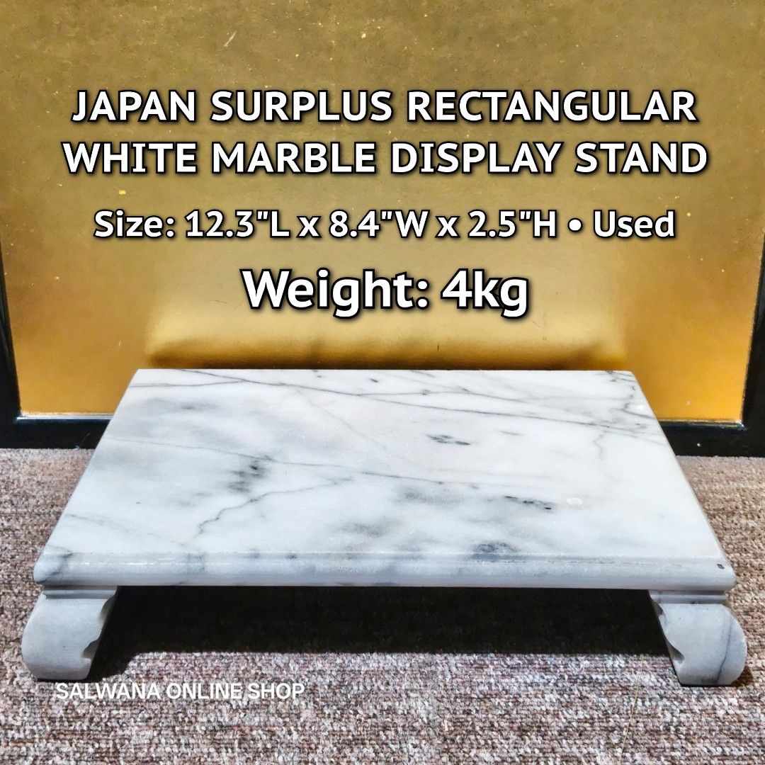 4KG JAPAN SURPLUS RECTANGULAR WHITE MARBLE DISPLAY STAND (Category: Other Home Decor) located in Mabalacat. Submitted by salwanaonlineshop (Listing ID 1460017309, Image 1). Description: 4KG JAPAN SURPLUS RECTANGULAR WHITE MARBLE DISPLAY STAND 🇯🇵 Used - Good Condition 🇯🇵 Mabigat 🇯🇵 Has some scratches 🇯🇵 No issue 🇯🇵 Vase in the photo not included 🇯🇵 Japan Source (Surplus) 📌 APPLY DISCOUNT VOUCHERS ON S.H.O.P.E.E and L.A.Z.A.D.A - Salwa
