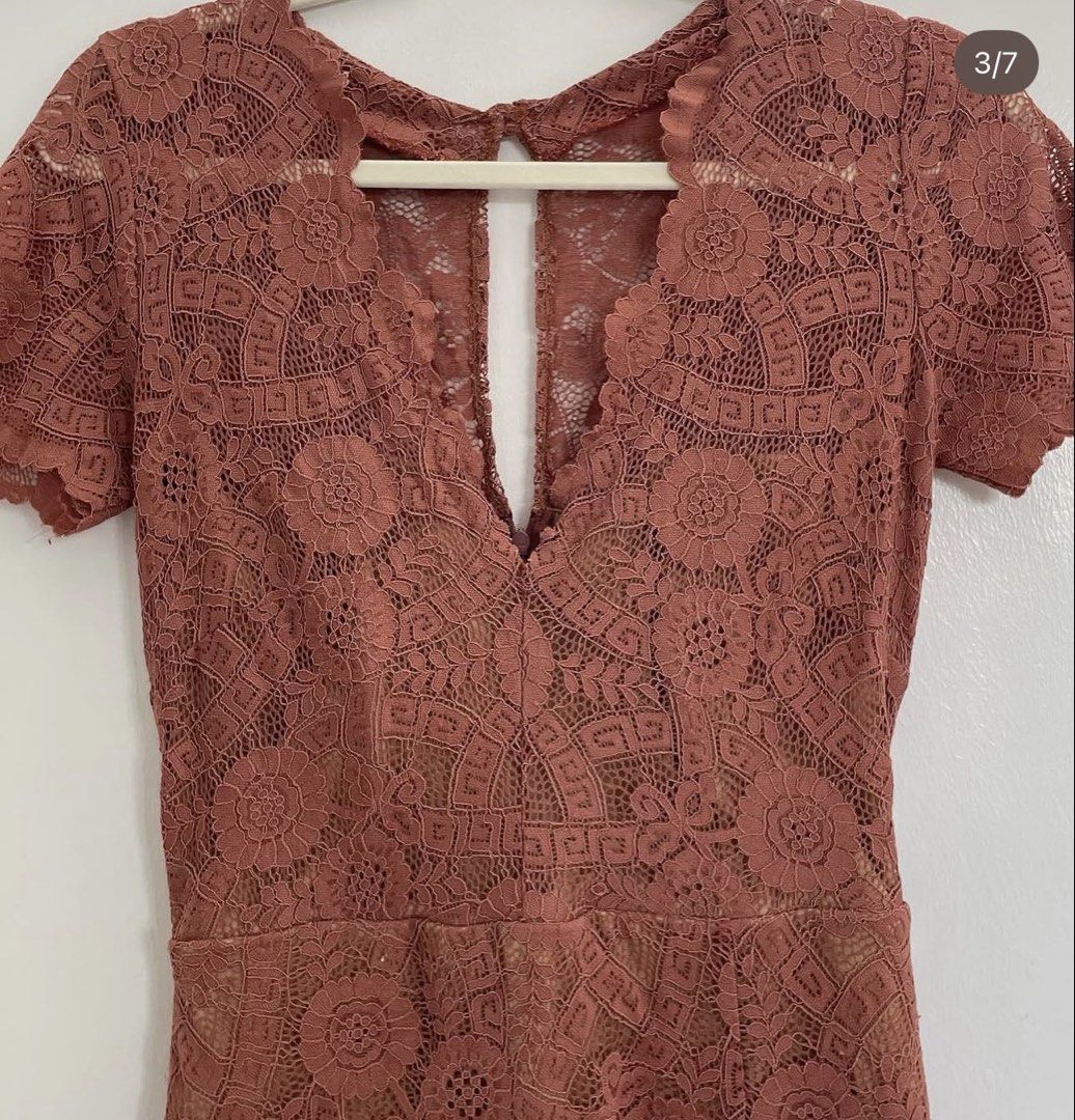 4x Formal Dresses - Various Colors & Styles (Category: Dresses) located in Manila. Submitted by anyabananana (Listing ID 1459976776, Image 3). Description: - Dusty rose lace dress featuring a flattering V-neck and a stylish slit. Used well. Fits small to medium frame.