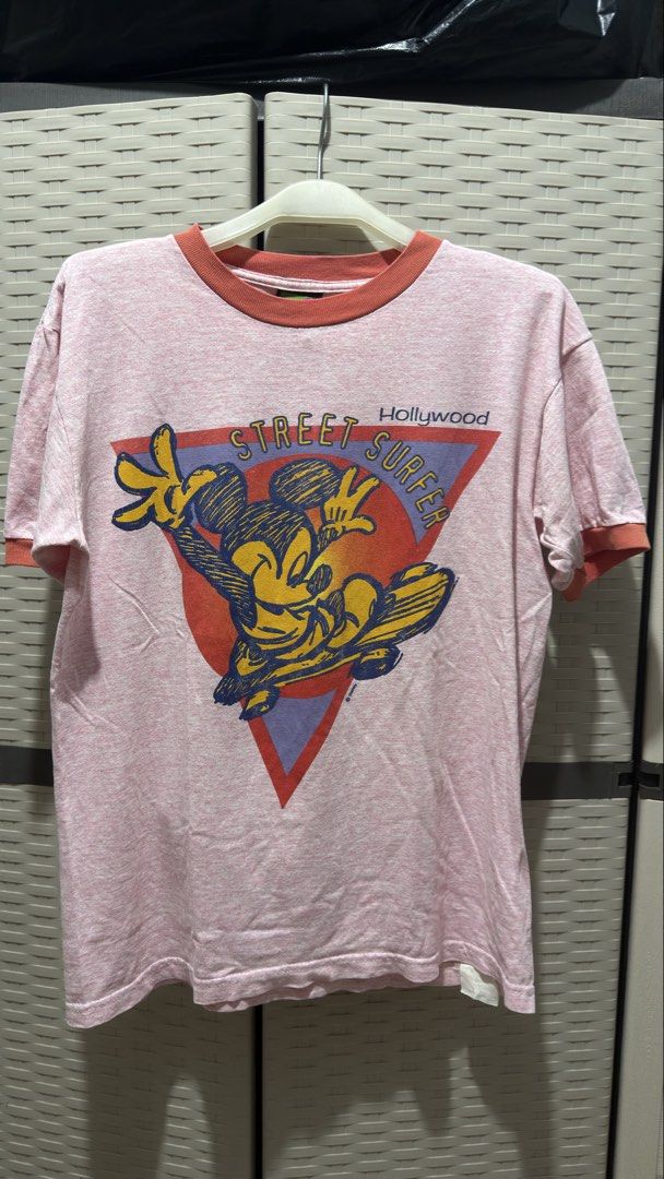 90s Disney Ringer Tee (Category: Tshirts & Polo Shirts ) located in Manila. Submitted by goodhumanbeing (Listing ID 1460090745, Image 1). Description: 20.5x26 Vintage Mickey Mouse Tee Minimal crack prints.